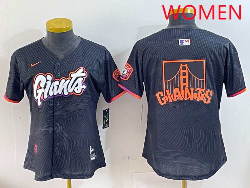 Women San Francisco Giants Blank Black Second generation Joint Name 2025 Nike MLB Jersey style 5